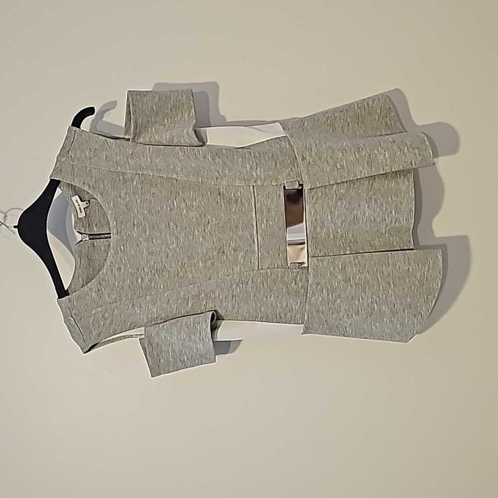 River island gray women's top with metal chrome belt detail. Size 6